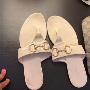 Cream Gucci slides